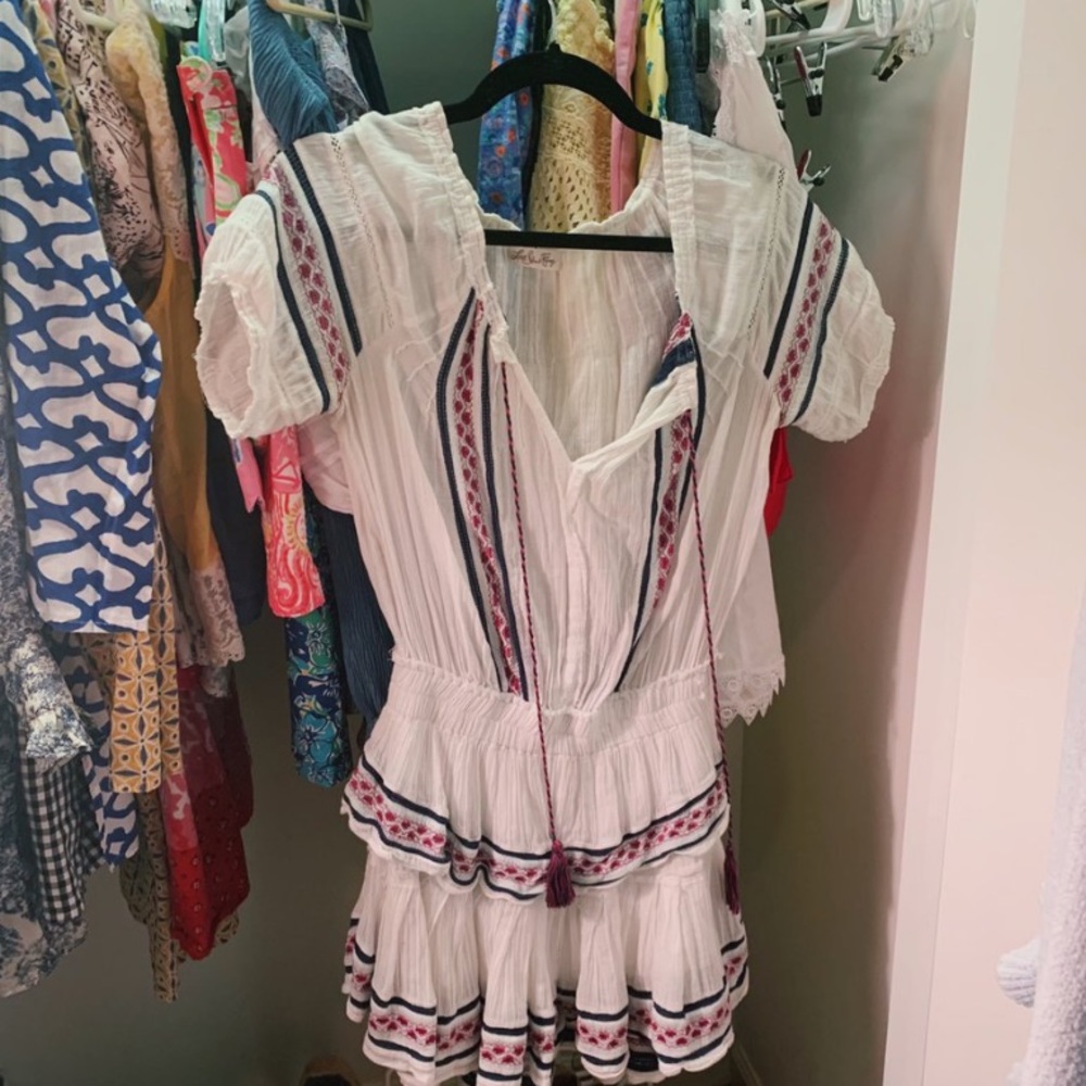 Love shack fancy white and purple dress